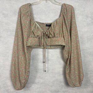 Floral Long Sleeve Crop Top